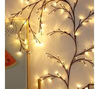 Pre-Lit Branch Garland with Lights Pre Lit Faux Vine Twig Lights LED Twig Branch Garland Cascading Twinkle Lights Decorative Garland Mossy Garland Lights For Mantel Fireplace Wall(Constant Light,5.25f