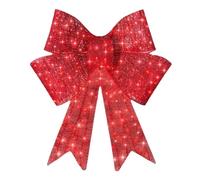 Pre-lit Christmas Bows Red Decorations 60cm Large Christmas Door Bow Tree Topper Door Wreaths Alternative With LED Lights For Winter Festival New Year Fireplace Table