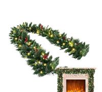 Pre-Lit Christmas Garland 6.5ft Battery Operated with String Lights | Greenery Garland Christmas Decor for Indoor Outdoor Office Table Fireplace Mantel Front Door Winter Holiday
