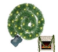 Pre-Lit Christmas Garland - Lighted Garland with Pine Branches | 16.4ft Pine Needle Christmas Mantel Garland Outdoor Christmas Decorations for E