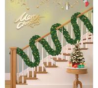 Pre-Lit Christmas Garland with LED Lights, Extra Long Fireplace Garland Christmas, Realistic Christmas Fireplace Wreath for Stair Front Door Xmas Tree Decor (33FT)