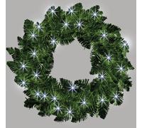 SHATCHI Black/White Imperial Pine Garland/Wreath Christmas Holiday Xmas Home Office Fireplaces Stairs Decoration with Non Pre-Lit (CW/WW, Green w/Multicolour LEDs, 55cm