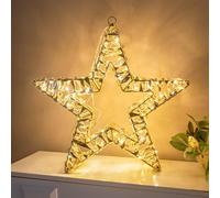 Pre-Lit Christmas Gold Light-Up Star 35cm with 100 Warm White LEDs