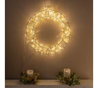 Pre-Lit Christmas Light-Up Silver Bauble 50Cm With 280 Warm White Leds