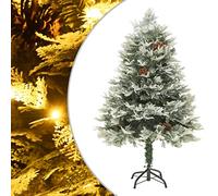 Pre-lit Christmas Tree, Green 150 cm with 150 LED Lights, Hinged PVC&PE Branches, 30 Pine Cones, Steel Stand for Holiday Home Decor