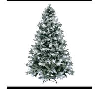 5ft/1.5m Pre-Lit Artificial Christmas Tree Lapland Fir - 180 LED Cool White Lights, Snow Flocked 567 PE/PVC Tips, Snowy Bushy Hinged Branches, Metal Stand for Xmas Home Decorations