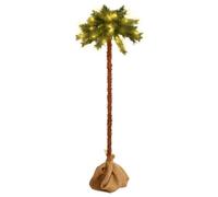 Pre-Lit Christmas Tree with 120 LED Lights, 150 cm Artificial Green & Brown Holiday Decoration, Stable Steel Stand, USB Powered, Tropical Palm Style for Home Decor, 55 Branches