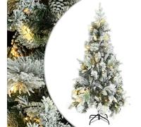 Pre-lit Christmas Tree with Flocked Snow&Cones 225 cm PVC&PE