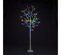 Pre-Lit Christmas White Birch Tree with 150cm/5ft height and 64 Multi-Coloured Micro Led