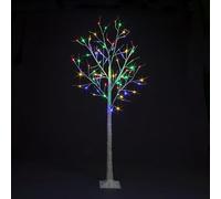 Pre-Lit Christmas White Birch Tree with 150cm/5ft height and 64 Multi-Coloured Micro Led