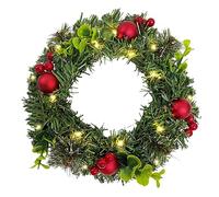 Pre Lit Christmas Wreaths For Front Door With Lights, Light Up Xmas Wreaths Decorations, Christmas Reef Door Haning Ornaments, Christmas Decorations Indoor Fireplace Wall Window Outdoor Home (20CM)