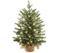 Pre-Lit Cypress Christmas Tree with Lights, 18inch Artificial Green Small Twinkling Christmas Tree, Realistic Potted Tree for Tabletop Office Apartment Entryway Indoor Decor (With Light)
