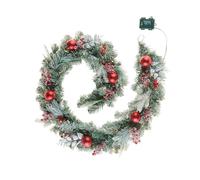 Pre-Lit Decorated Frosted Garland, 6 ft