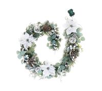 Pre-Lit Decorated Frosted Garland, White/Silver, 6 ft