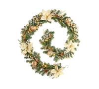 Pre-Lit Decorated Garland, Cream/Gold, 9 ft