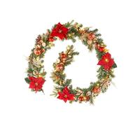 Pre-Lit Decorated Garland, Red/Gold, 9 ft