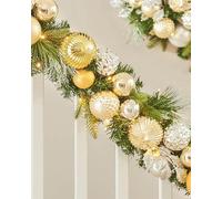 Pre-Lit Decorated Garland, Silver/Champagne/Gold