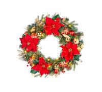 Pre-Lit Decorated Wreath, Red/Gold, 60 cm