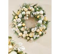Pre-Lit Decorated Wreath, Silver/Champagne/Gold