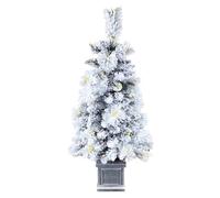 Pre-lit Frosted Snowflake Christmas Tree with Lights Winter White Fibre Optic Xmas Traditional Decoration for Home Doorway Artificial Xmas Tree with LED Lights & Retro Base X-mas 3ft Pre-lit 90cm