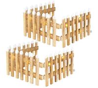 Pre Lit LED Light Up Wooden Snow Topped Christmas Tree Picket Fence | Xmas Tree Skirt Stand Border Fence Decoration (2, 90cm L x 2cm D x 20cm H)