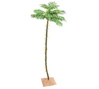 Pre-Lit LED Palm Tree, 220 cm Tall Artificial Christmas Tree with 136 Warm White Lights, 8 Lighting Modes, Jute Base, Outdoor & Indoor Holiday Decoration