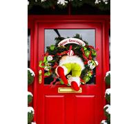 Pre-Lit Merry Grinchmas Door Wreath Garden Greatness Green 1 Pack