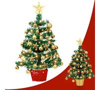 Pre-Lit Mini Christmas Tree, 50cm Small Artificial Xmas Trees, Tabletop Christmas Trees with Ornaments Base for Table Desk Home Party Holiday Display Decorations