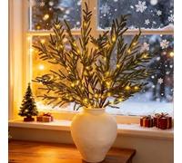 Pre Lit Pine Stems, 2026 New Lighted Pine Branches, Realistic Pines Stems, Christmas Artificial Pines Needles Branches Garland for DIY Wreaths, Vase Fillers (5PCS)