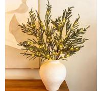 Pre lit Pine Stems, Christmas Lighted Norfolk Pine Branches Christmas Artificial Pines Needles Branches Garland for DIY Wreaths, Vase Fillers, Indoor Outdoor Decor (5 Pcs)