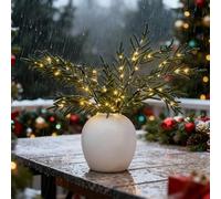 Pre-Lit Pine Stems,Illuminated Norfolk Pine Branches, Realistic Norfolk Pines Stems,Xmas Artificial Pines Needles Branches Garland for DIY Wreaths, Vase Fillers, Indoor Outdoor Decor