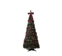 Pre-Lit Pop-Up Holly Christmas Tree, Burgundy, 6 ft | 6ft pop-up tree with 150 warm white LEDs and coordinated decorations
