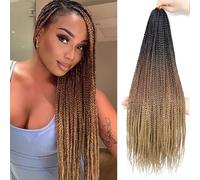Pre-Looped Goddess Box Braids Crochet Hair - 6 Packs Synthetic Extensions for Black Women, 18 inch (1B/30/27)