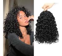 Pre looped Gogo Curl Crochet Hair 12 Inch 8 Packs Pre twisted Short Curly Crochet Hair for Black Women Ocean Wave Braiding Hair Water Wave Deep Braiding Hair (12 inch 1B)