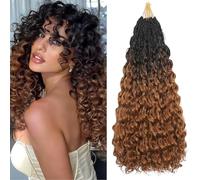 Pre Looped Ocean Wave Crochet Hair 8 Packs Boho Ocean Braids Short Curly Crochet Hair Pre Twisted Synthetic Deep Wavy Crochet Hair for Women (1B/30, 18 Inch)