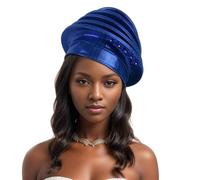Pre-Made Multilayer African Auto Gele Headtie - Nigerian Wedding Party Turban Cap Women Head Wrap Headgear