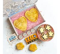 Pre-Order Now For Delivery From 12th March, The Large Heart & Tea Box With Cream Tea for 4, 2 Large Heart Shaped Mum Pasties, 4 Flower Shaped Scones, 1 Clotted Cream, 4 Jam and 4 Tea