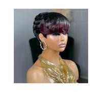 Pre Plucked 99J Short Wigs for Black Women Human Hair Highlight Burgundy mix Bob Beginner Friendly