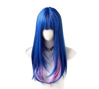 Pre Plucked Blue Pink Gradient High-level Long Straight Hair Wig For Women's Daily Natural Styling Beginner Friendly