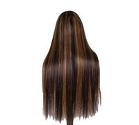 Pre Plucked Highlight Straight Human Hair Wigs 13x4 Hd Lace Front Pre Plucked 220% Density for Women Beginner Friendly(20inches)