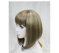 Pre Plucked Short Straight Hair With Bangs, Natural Facial Repair Wig Beginner Friendly(Multi-colored)