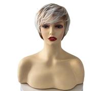 Pre Plucked Spot Dyed Short Hair Wig, Women's Diagonal Bangs Headband, Daily Hairstyle Beginner Friendly(White)