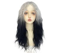 Pre Plucked Wig, Full Head Cover, Women's Black And White Gradient Long Roll, Split Party Style Beginner Friendly