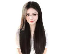 Pre Plucked Women's Mid Cut Bangs Long Straight Hair Full Head Cover Natural Wig Beginner Friendly