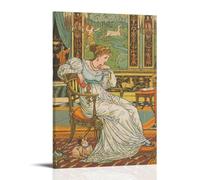 Pre-Raphaelite Beauty And The Beast Pl. 13 (1896) by Walter Crane Elegant Lady in Ornate Room Wall Art Poster Cool Artworks Painting Wall Art Canvas Prints Hanging Picture Home Decors Gift Idea Frame