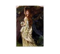 Pre-Raphaelite Ophelia Poster - Edward Robert Hughes Victorian Painting with Young Woman And Tree Motifs for Wall Art Canvas Art And Wall Art Picture Print Modern Family Bedroom Decors Unframe 20x30in