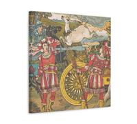 Pre-Raphaelite Wall Art Print - Walter Crane's 1896 Beauty And The Beast Pl. 14 with Knights, Deer And Chariot Elements Picture Print Canvas Wall Paint Arts Decor Modern Home Artworks Gift Idea Frame