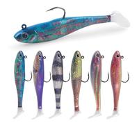 Pre-Rigged Soft Fishing Lures Swim Baits Soft Plastic Jig Heads Paddle Tail Shad Swimbaits for Bass Trout Walleye Crappie Sinking Jigs Lure Bait for Saltwater Freshwater Fishing (7cm_6pcs)