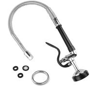 Pre Rinse Commercial Sprayer Head High Pressure Spray Kitchen Sink Tap Parts Brass Pull-Down POUGEO Handheld Dishwasher Accessories Brushed Chrome