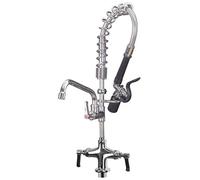 Pre-Rinse Kitchen Tap, Single Hole Deck Mounted Spring Faucet with Spray Head, Heavy Duty Commercial Sink Mixer Tap, Chrome, 27 Inch